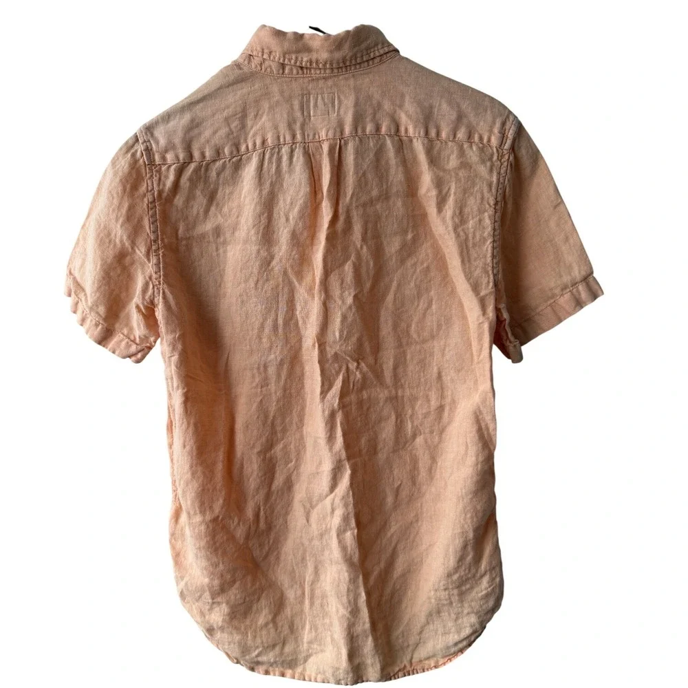 J.Crew Baird McNutt Irish Linen Shirt Slim Fit Short Sleeve Peach Orange Small